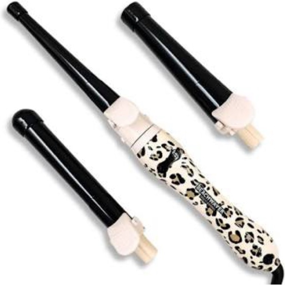 Beachwaver Co Multi-Barrel Curling Wand w/ Attachments in“Catwalk” Leopard Print